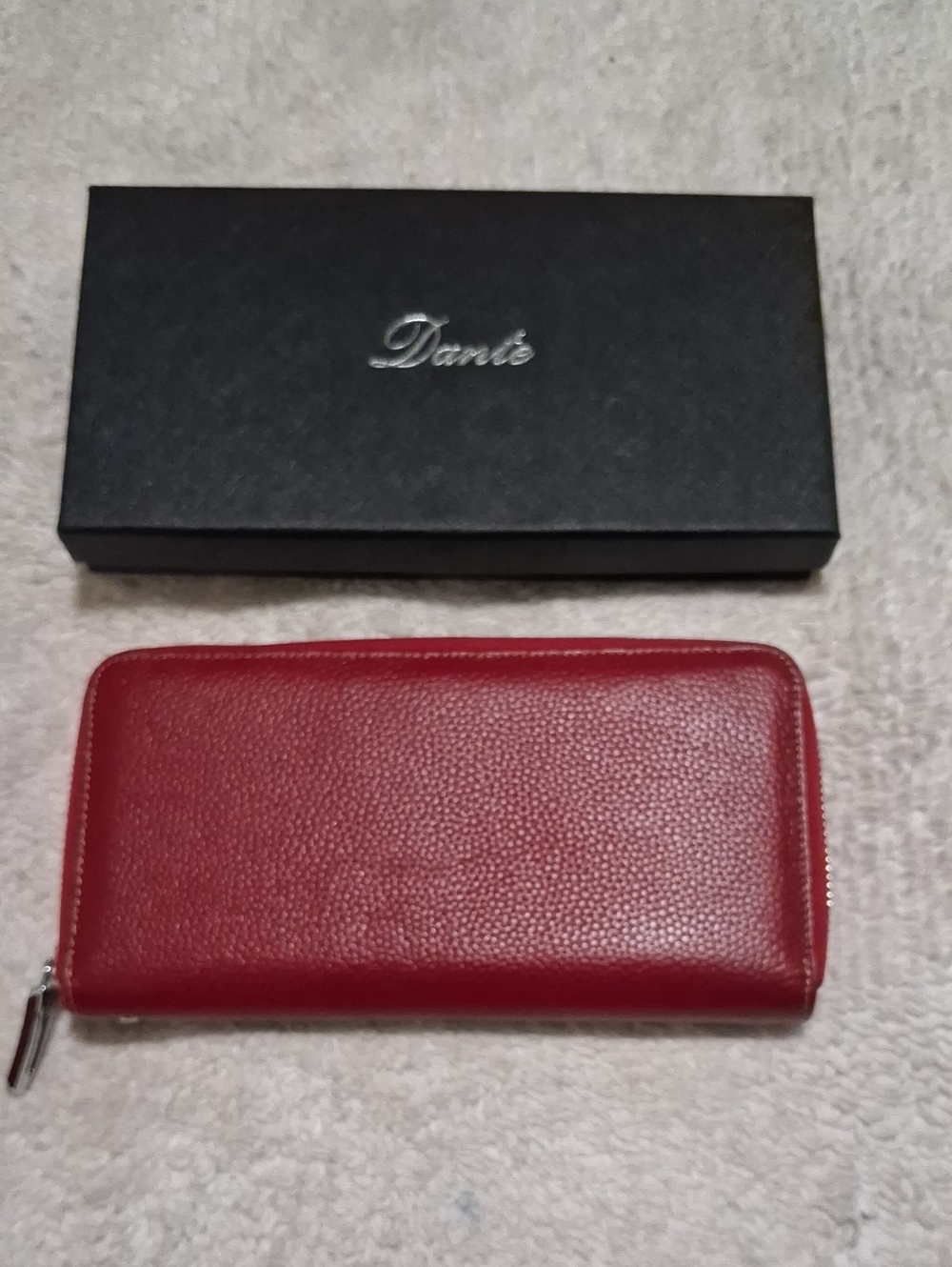 Dante Red Zip-Around Leather Wallet